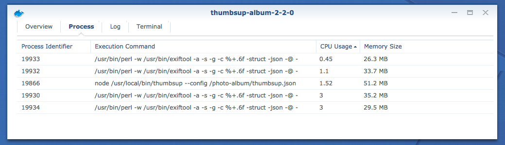 Processes screenshot